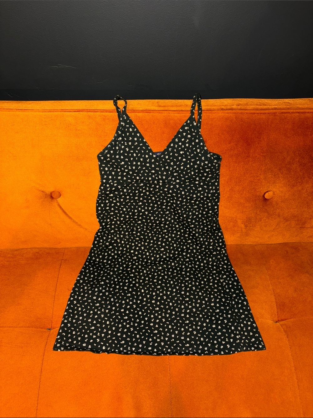Brandy Melville Black Mini Dress with White Floral Print